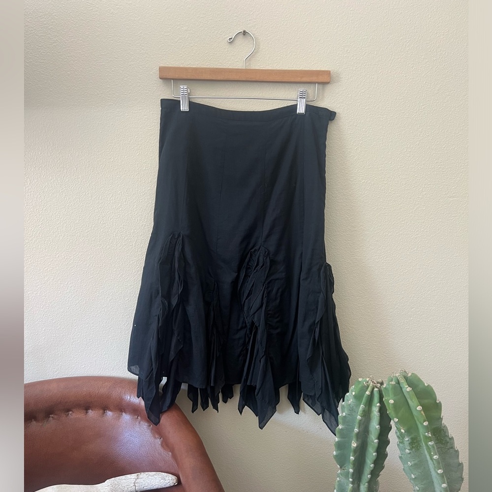 Odille Black Asymmetrical Ruffled Skirt